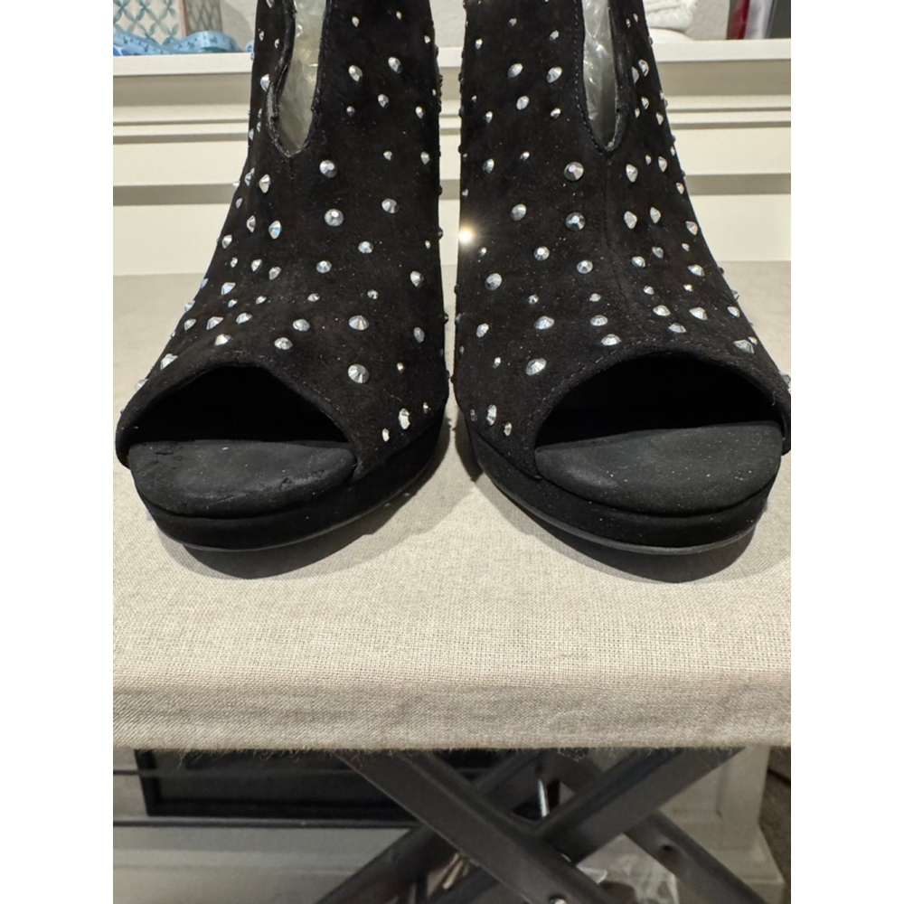 Women's INC Black rhinestone Studded Ankle Boots Booties Size 10 - Picture 3 of 12
